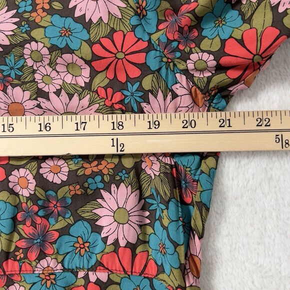 Natural Life Ansley Woven Tunic Shirt Dress Sz L Coral Floral Long Sleeve - Picture 11 of 13